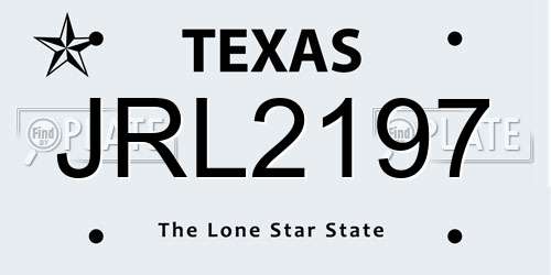 JRL2197 Texas License Plate
