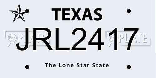 JRL2417 Texas License Plate