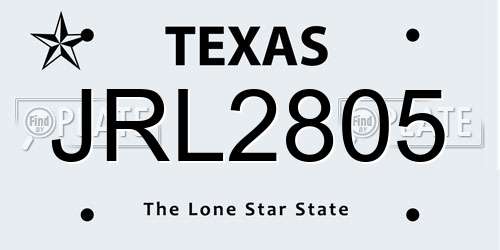 JRL2805 Texas License Plate