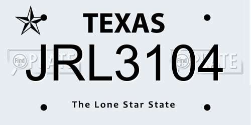 JRL3104 Texas License Plate