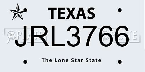 JRL3766 Texas License Plate