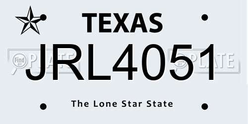 JRL4051 Texas License Plate