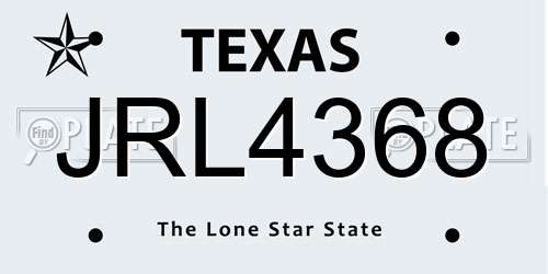 JRL4368 Texas License Plate