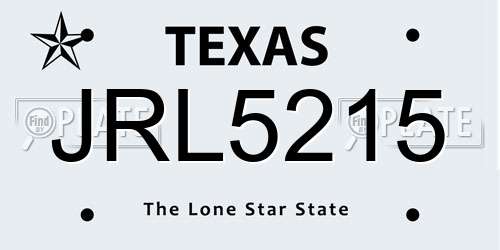 JRL5215 Texas License Plate