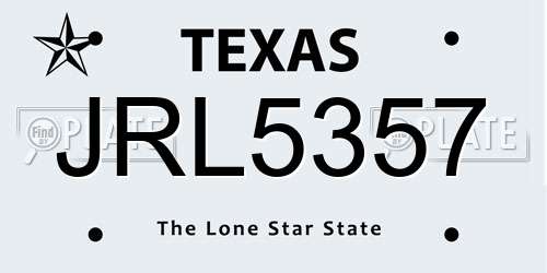 JRL5357 Texas License Plate