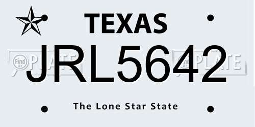 JRL5642 Texas License Plate