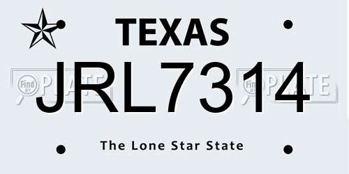 JRL7314 Texas License Plate