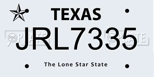 JRL7335 Texas License Plate
