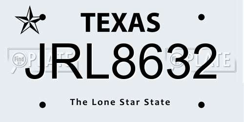JRL8632 Texas License Plate