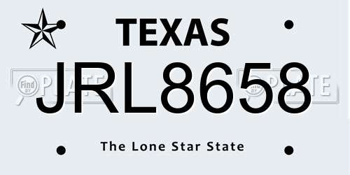 JRL8658 Texas License Plate