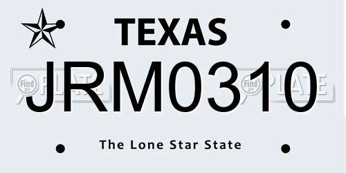 JRM0310 Texas License Plate