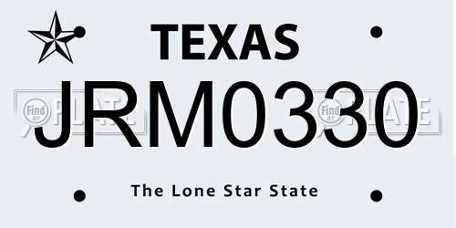 JRM0330 Texas License Plate