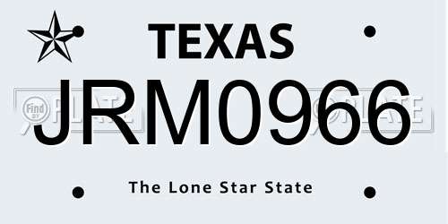 JRM0966 Texas License Plate