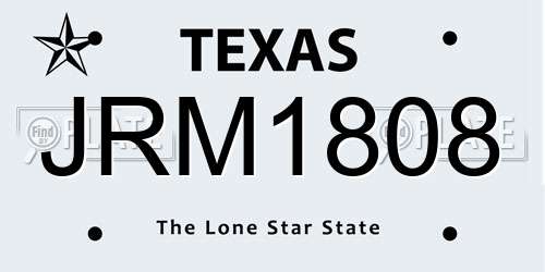 JRM1808 Texas License Plate