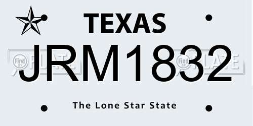 JRM1832 Texas License Plate