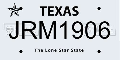 JRM1906 Texas License Plate