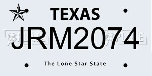 JRM2074 Texas License Plate