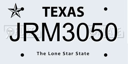 JRM3050 Texas License Plate