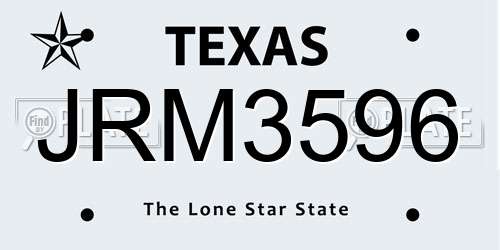JRM3596 Texas License Plate