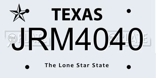 JRM4040 Texas License Plate