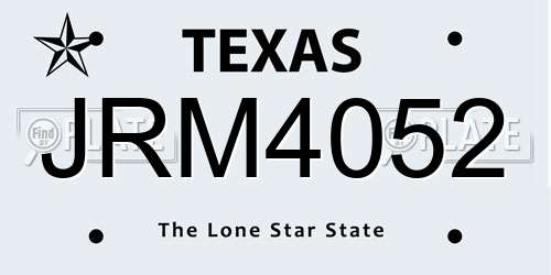 JRM4052 Texas License Plate