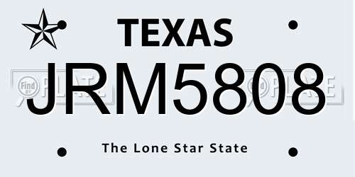JRM5808 Texas License Plate