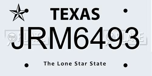JRM6493 Texas License Plate