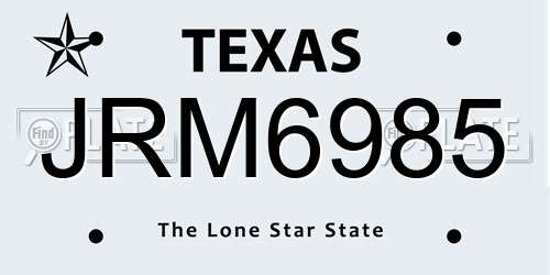 JRM6985 Texas License Plate