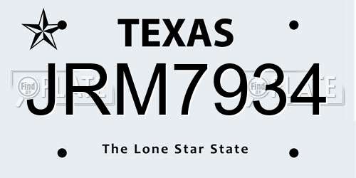 JRM7934 Texas License Plate