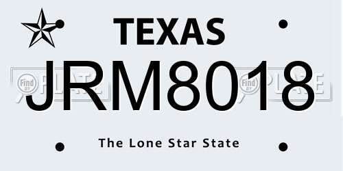 JRM8018 Texas License Plate
