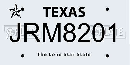 JRM8201 Texas License Plate