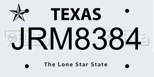 JRM8384 Texas License Plate