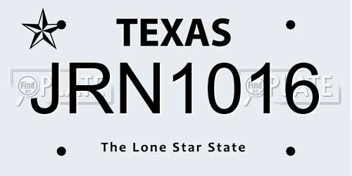 JRN1016 Texas License Plate
