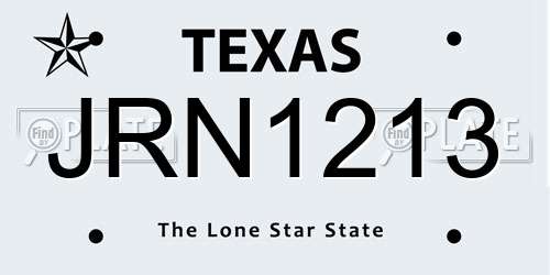 JRN1213 Texas License Plate