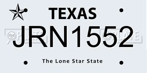 JRN1552 Texas License Plate