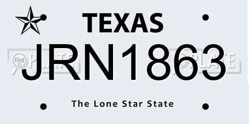 JRN1863 Texas License Plate