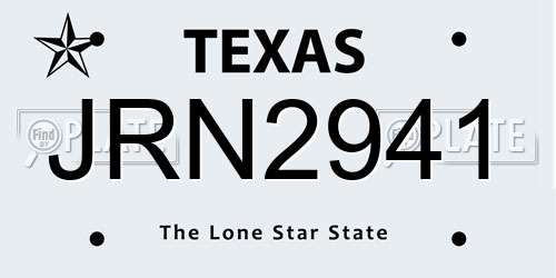 JRN2941 Texas License Plate