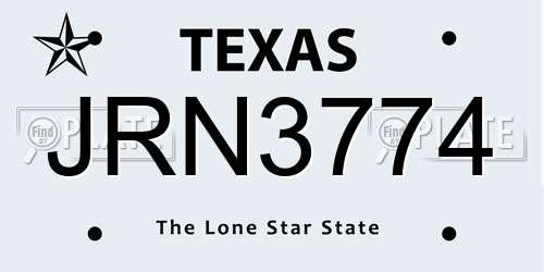 JRN3774 Texas License Plate