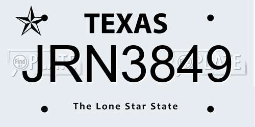 JRN3849 Texas License Plate