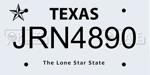 JRN4890 Texas License Plate