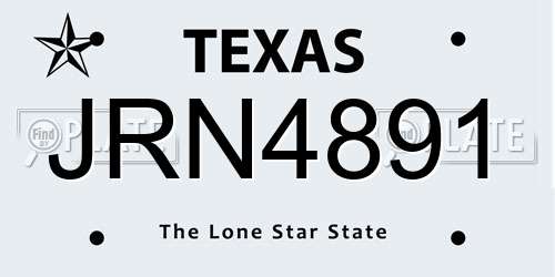 JRN4891 Texas License Plate
