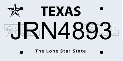 JRN4893 Texas License Plate