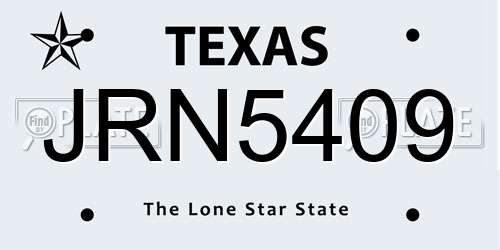 JRN5409 Texas License Plate
