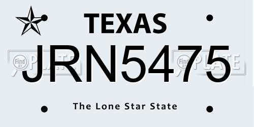 JRN5475 Texas License Plate