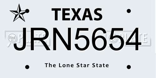 JRN5654 Texas License Plate