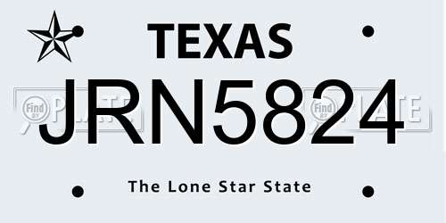 JRN5824 Texas License Plate