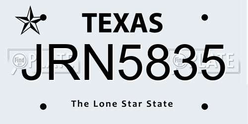 JRN5835 Texas License Plate