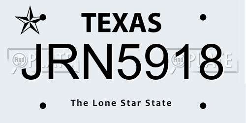 JRN5918 Texas License Plate