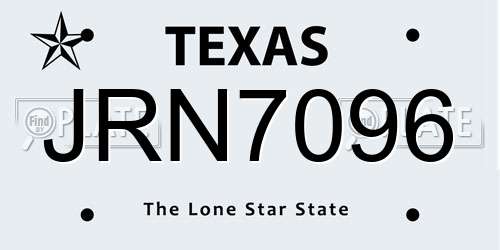 JRN7096 Texas License Plate
