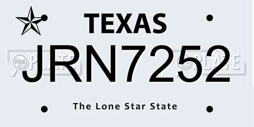 JRN7252 Texas License Plate